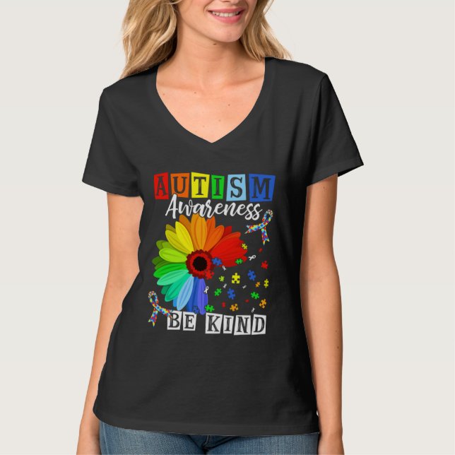 T-shirt Autism Awareness Sunflower Choose Kindness Mom Kid (Devant)