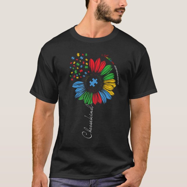T-shirt Autism Awareness Sunflower Kids Choose Kind Autism (Devant)