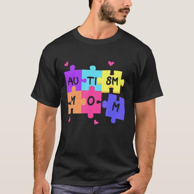 T-shirt Autism Awareness Support Autistic Mother With Puzz (Devant)