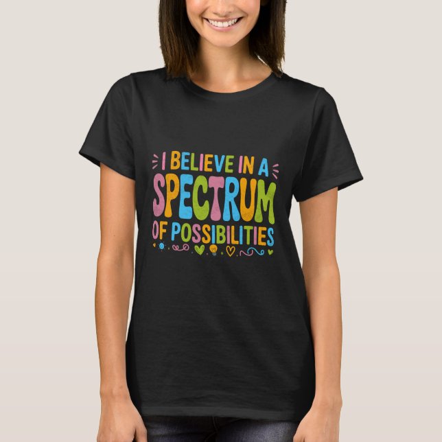 T-shirt Autism Awareness Support rainbow (Devant)