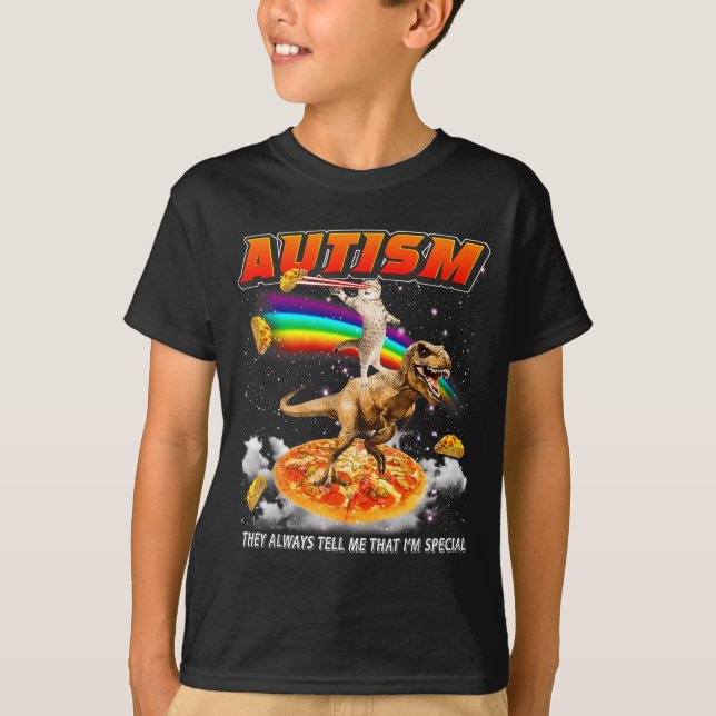 T-shirt Autism Awareness T-rex Cat Meme Neurodiversity Pri (Devant)
