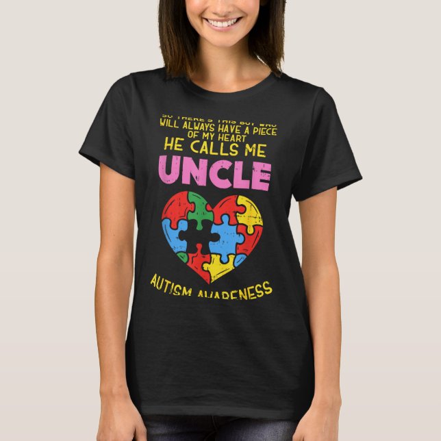 T-shirt Autism Awareness Uncle Shirt Boy Piece Of My Heart (Devant)