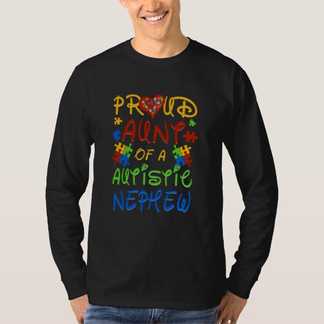 T-shirt Autism Awareness Wear Proud Aunt Of Nephew Men Wom (Devant)