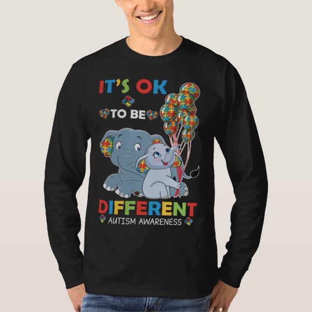 T-shirt Autism Awareness Women Kid Its Ok To Be Different (Devant)
