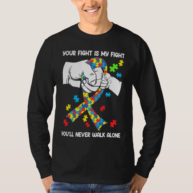 T-shirt Autism Awareness You Will Never Walk Alone Support (Devant)