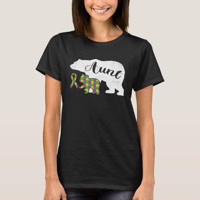 T-shirt Autism Bear Aunt  Women's Autism Awareness Aunties (Devant)