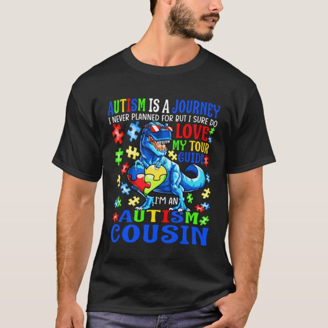 T-shirt Autism Cousin Journey Quote Autism Awareness Dinos (Devant)