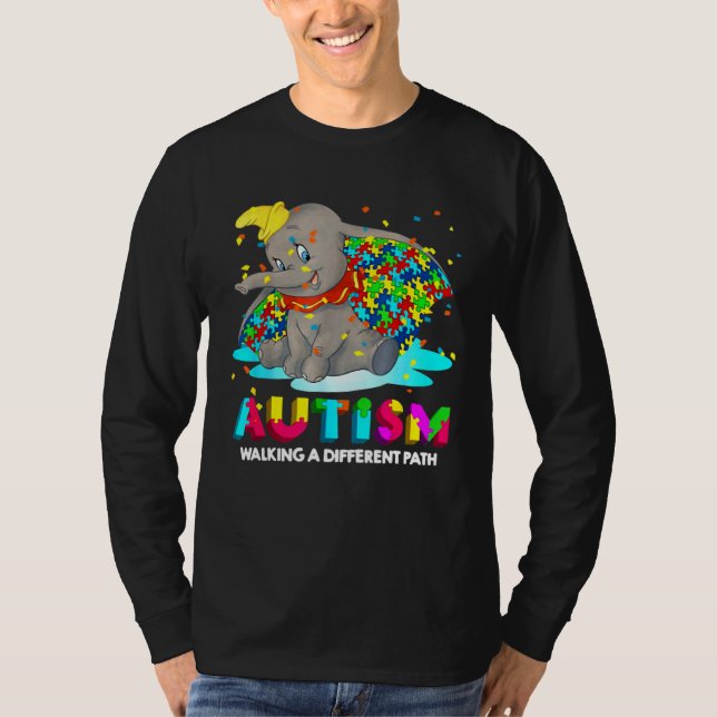 T-shirt Autism Elephant Dumbo Walking A Different Path Aut (Devant)