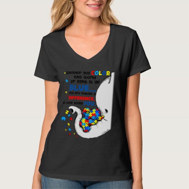 T-shirt Autism Elephant Mom Elephant Difference So Keep Be (Devant)