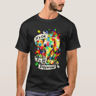 T-shirt Autism Elephant Puzzle It's Ok To Be Different Mom
