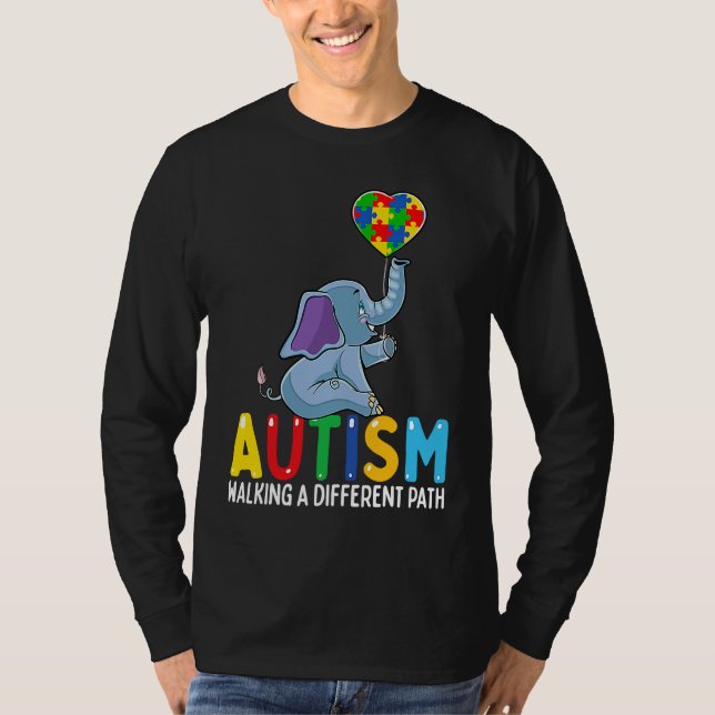 T-shirt Autism Elephant Walking A Different Path For Kids (Devant)
