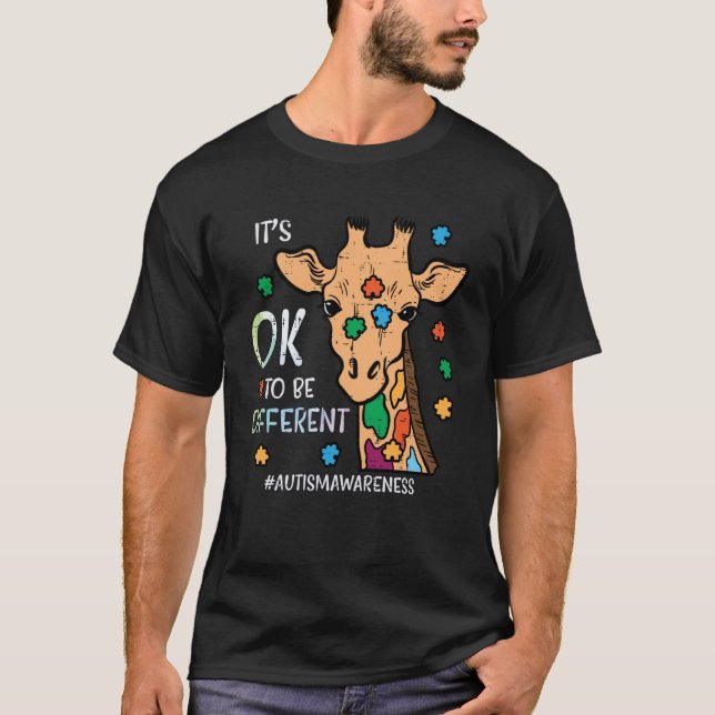 T-shirt Autism Giraffe Ok to Be Different Awareness Boys G (Devant)