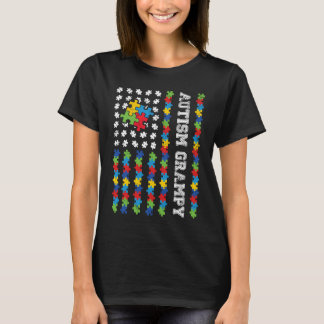 T-shirt Autism Grampy American Flag Autism Awareness