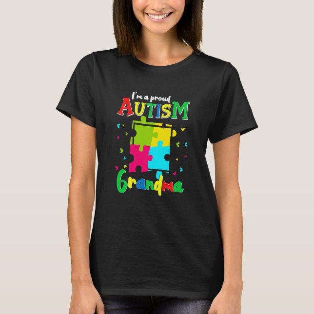 T-shirt Autism Grandma Puzzle Heart Autistic Grandmother (Devant)