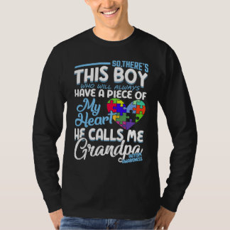 T-shirt Autism Grandpa Boy Puzzle Pieces Autism Awereness