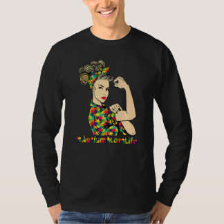 T-shirt Autism Maman Femmes Maman Vie Messy Bun Autisme Aw