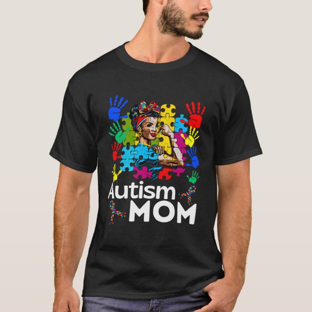 T-shirt Autism Mom Navigating Autism Afro Mother Black Wom (Devant)