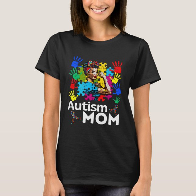 T-shirt Autism Mom Navigating Autism Afro Mother Black Wom (Devant)