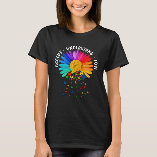 T-shirt Autism Mom Support Floral Autism Awareness Daisy F (Devant)