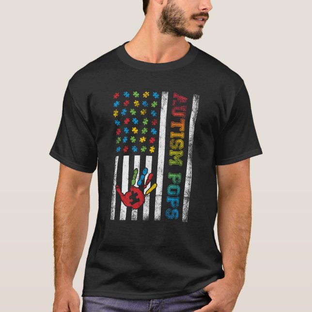 T-shirt Autism Pops American Flag Autism Awareness (Devant)
