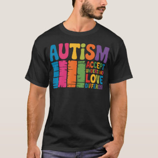 T-shirt Autism Retro Groovy Acceptance Different