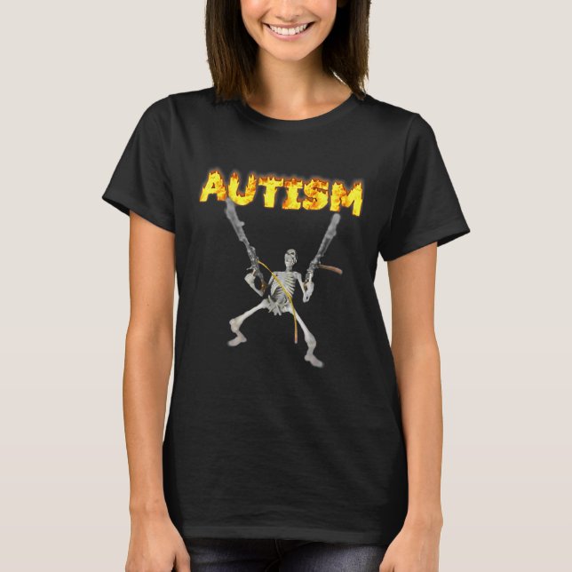 T-shirt Autism Skeleton drôle Bizarrement Spécifique Mème  (Devant)