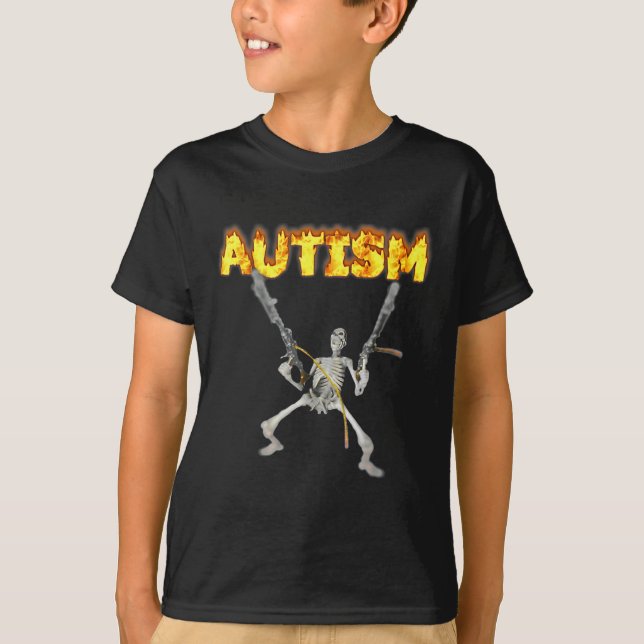 T-shirt Autism Skeleton Meme (Devant)