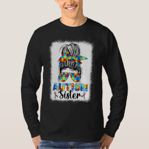 T-shirt Autism Soeur Messy Bun Autistique Sensibilisation