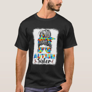 T-shirt Autism Soeur Messy Bun Autistique Sensibilisation