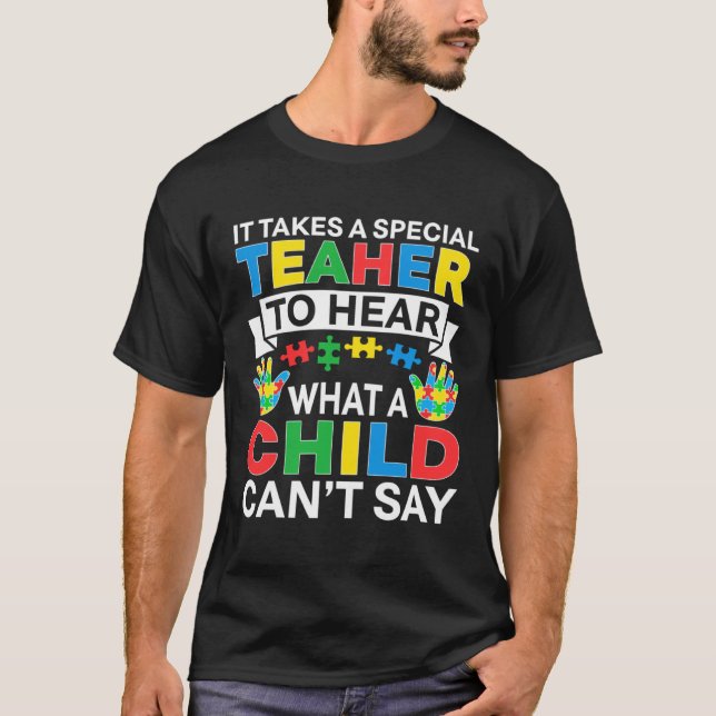 T-shirt Autism Teacher Puzzle Piece Special Child Men Wome (Devant)