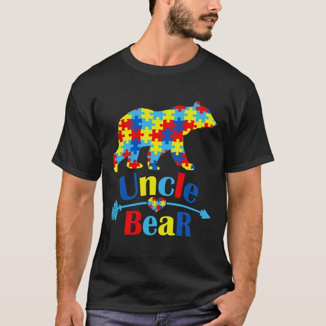 T-shirt Autism Uncle Bear Autism Awareness Month (Devant)