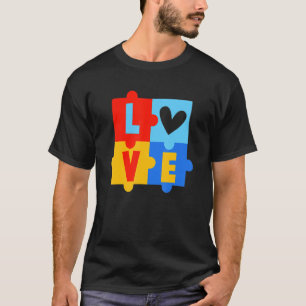 T-shirt Autism Valentines Day Love Heart Puzzle Autistic V