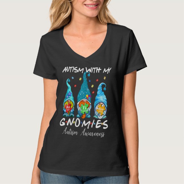 T-shirt Autism With My Gnomies Autism Three Gnomes Awarene (Devant)