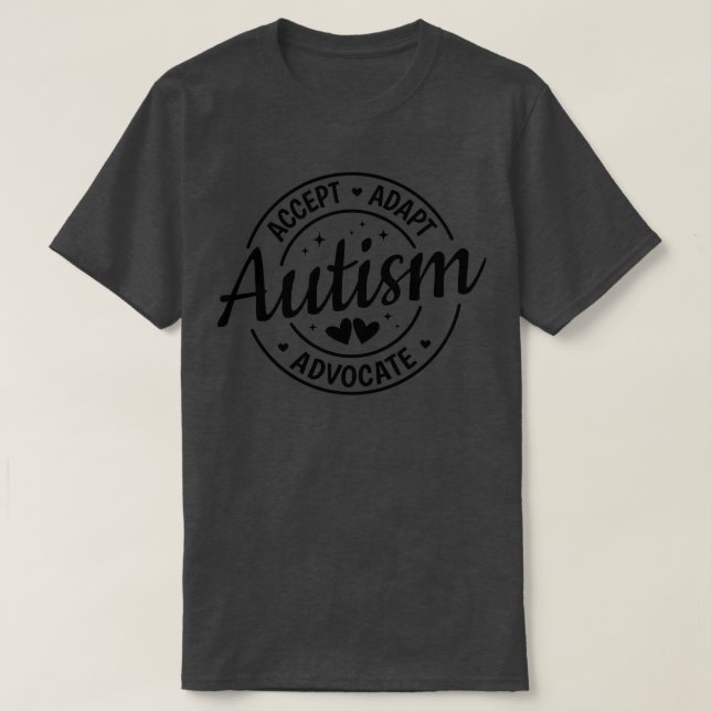 T-shirt Autisme Accepter Adapt Advocate (Design devant)