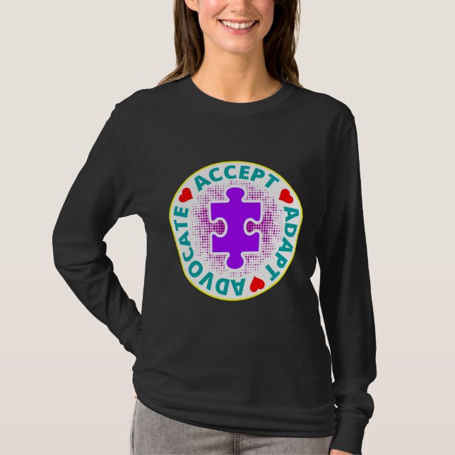T-shirt Autisme Accepter Adapt Advocate A Nice Dessin Avec (Devant)