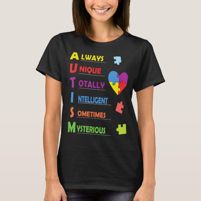 T-shirt Autisme Acronyme Et Pièce De Puzzle (Devant)
