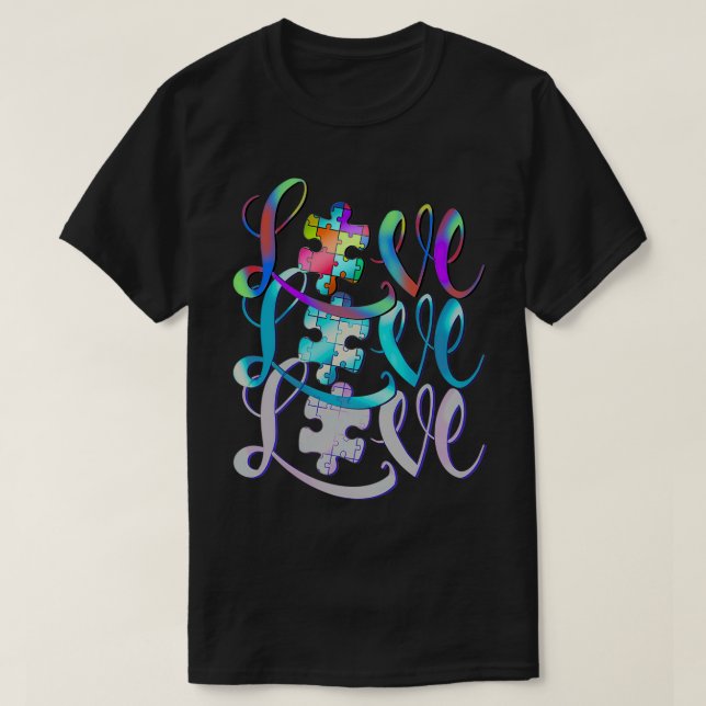 T-shirt Autisme amour puzzle autisme jour (Design devant)