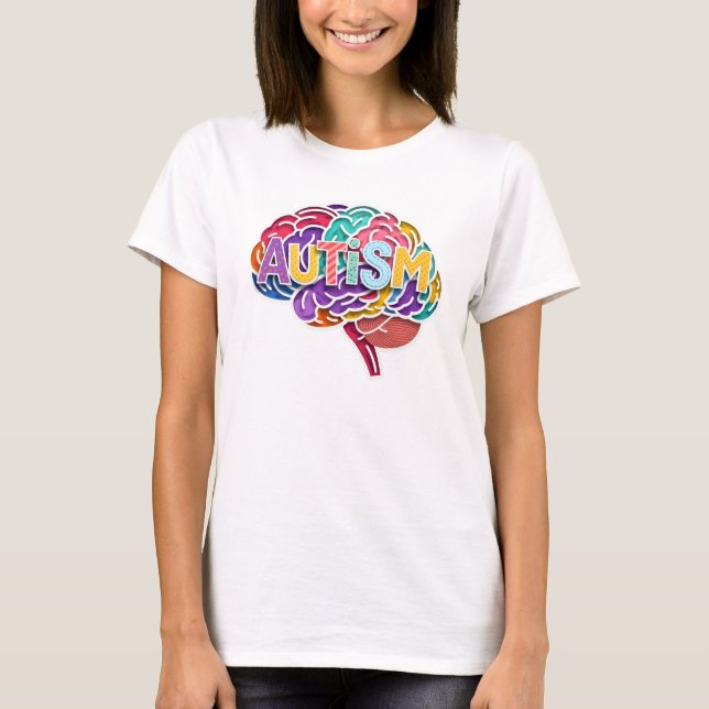 T-shirt Autisme Arc-en-ciel Neurodivers Typographie du cer (Devant)