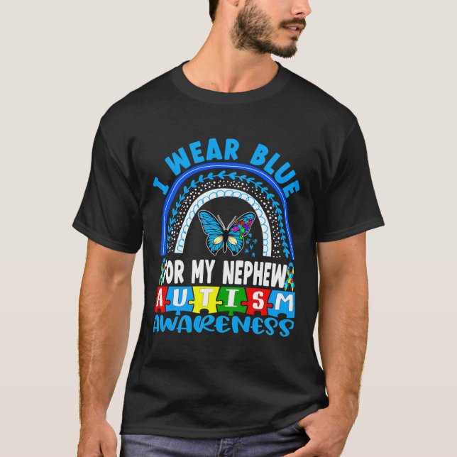 T-shirt Autisme arc-en-ciel papillon Nephew (Devant)