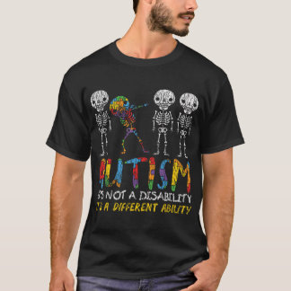 T-shirt Autisme Awerty Skeleton Dabbing Autistic Kids