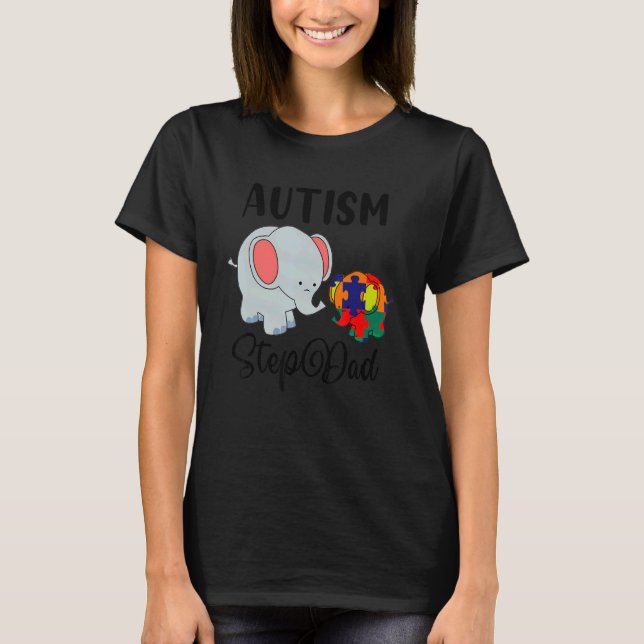 T-shirt Autisme beau-père éléphant mignon Morceau de puzzl (Devant)