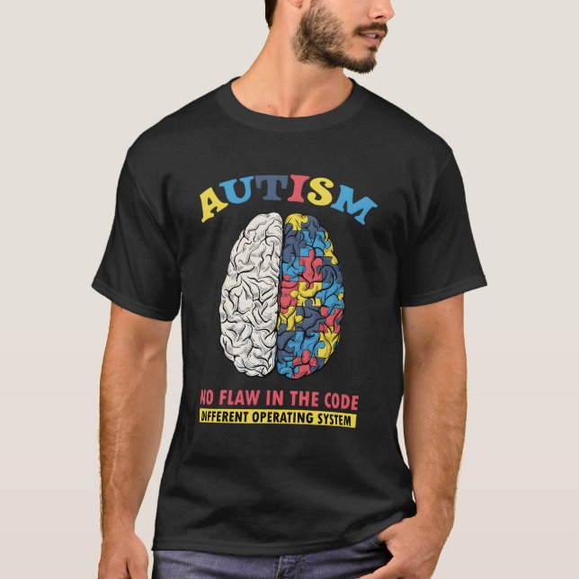T-shirt Autisme Cerveau Différents Système D'Exploitation  (Devant)