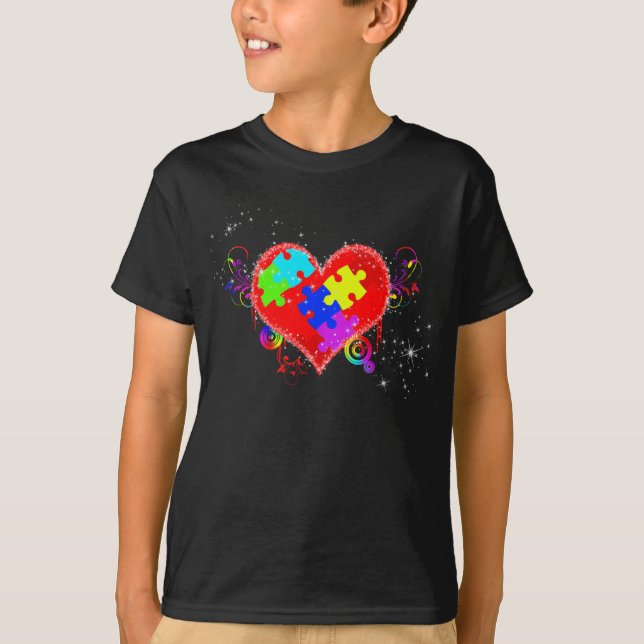 T-shirt Autisme Coeur brillant (Devant)