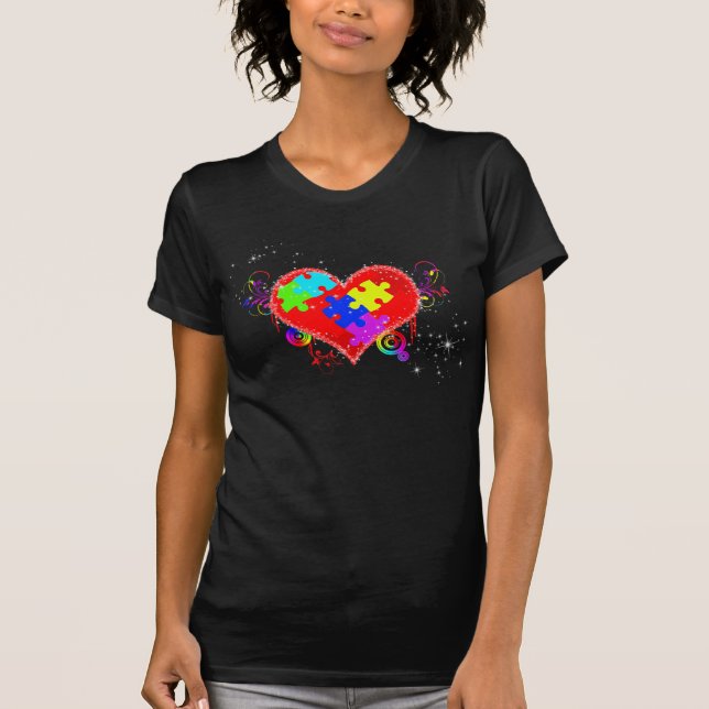 T-shirt Autisme Coeur brillant (Devant)