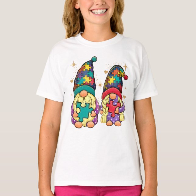 T-shirt Autisme couple Gnome (Devant)