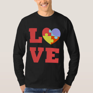T-shirt Autisme d'amour Puzzle de coeur coloré