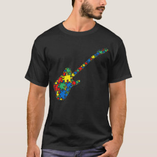 T-shirt Autisme de la guitare électrique Puzzle Femmes Hom