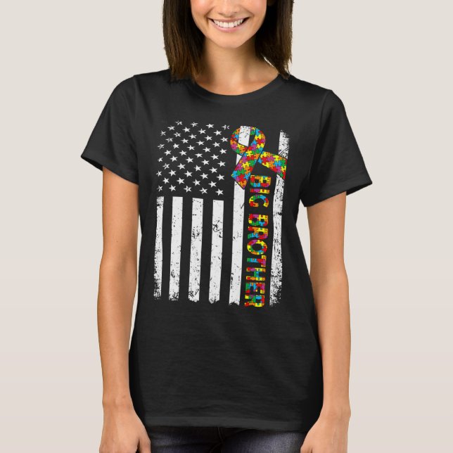 T-shirt Autisme déprimé Big Brother American Flag Family (Devant)