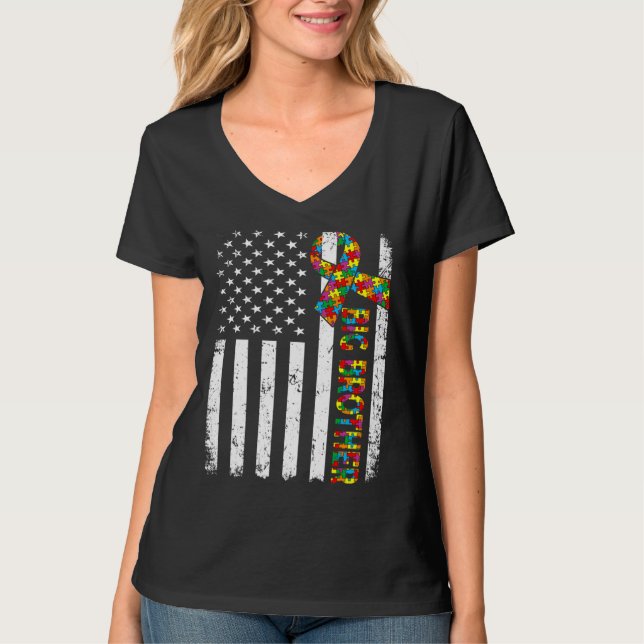 T-shirt Autisme déprimé Big Brother American Flag Family (Devant)
