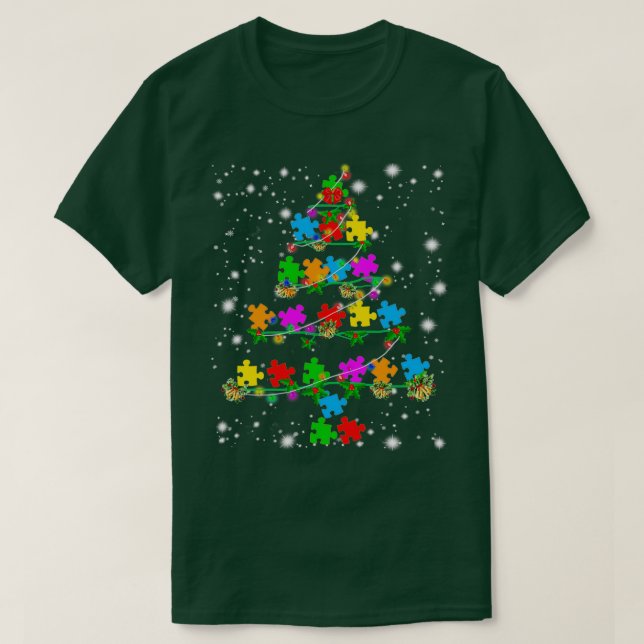 T-shirt Autisme drôle Arbre de Noël Ornement Décor Cadeau (Design devant)